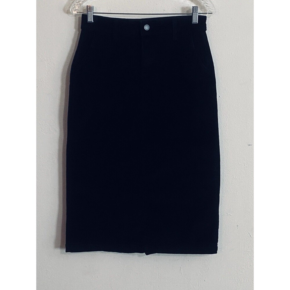 Time & Tru Black Corduroy Midi Skirt Size 2 Dark Academia Goth Romantic Grunge